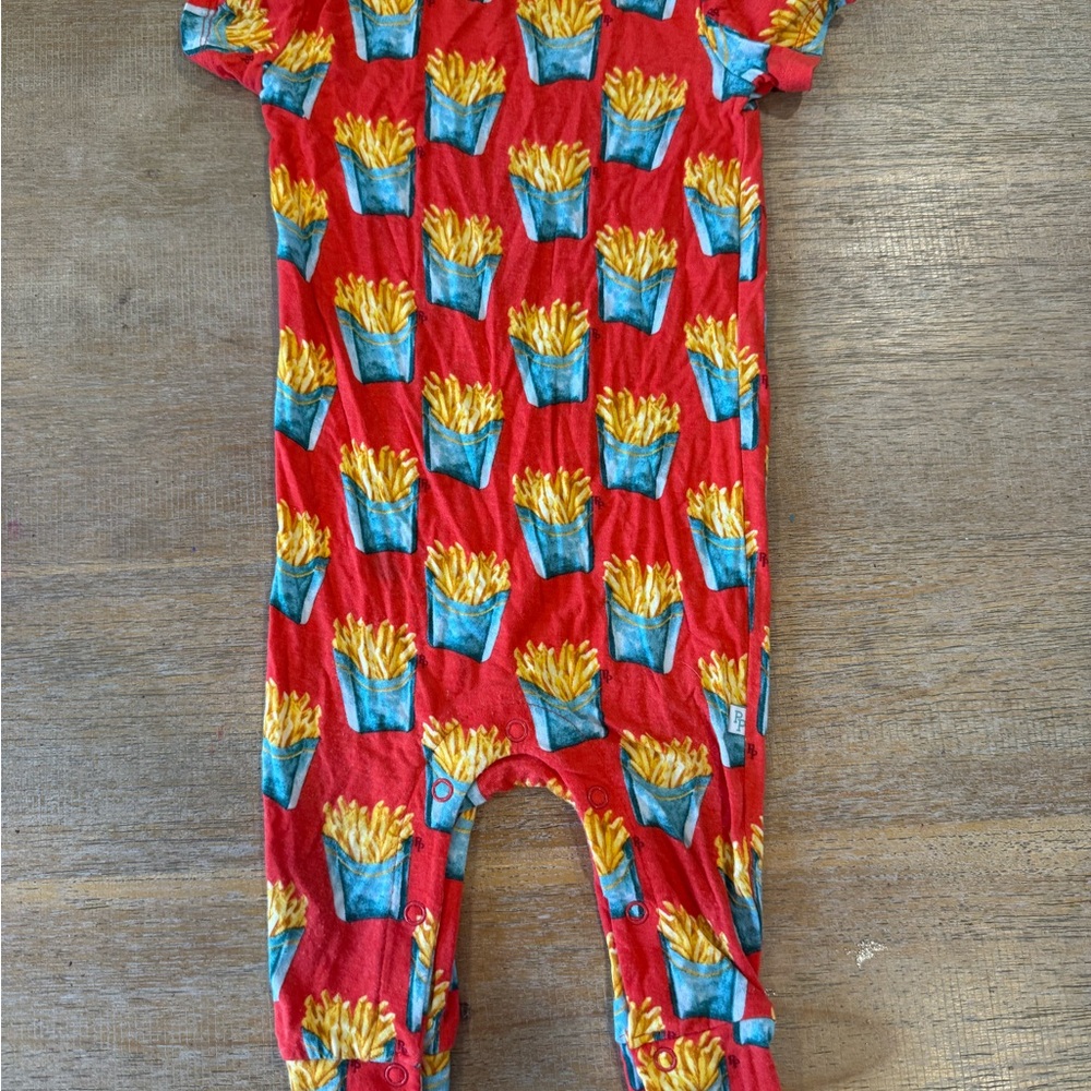 Posh Peanut Red and Blue French Fry Print Kids One Piece